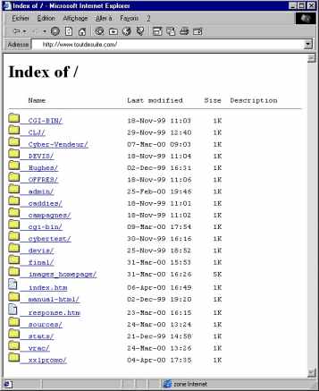 La racine de Toutdesuite.com (21265 octets)